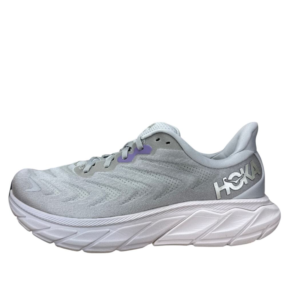 Hoka Arahi 6 Women 9.5 B Harbor Mist Silver Running Shoes Sneaker Aetrex Insoles - Picture 3 of 13